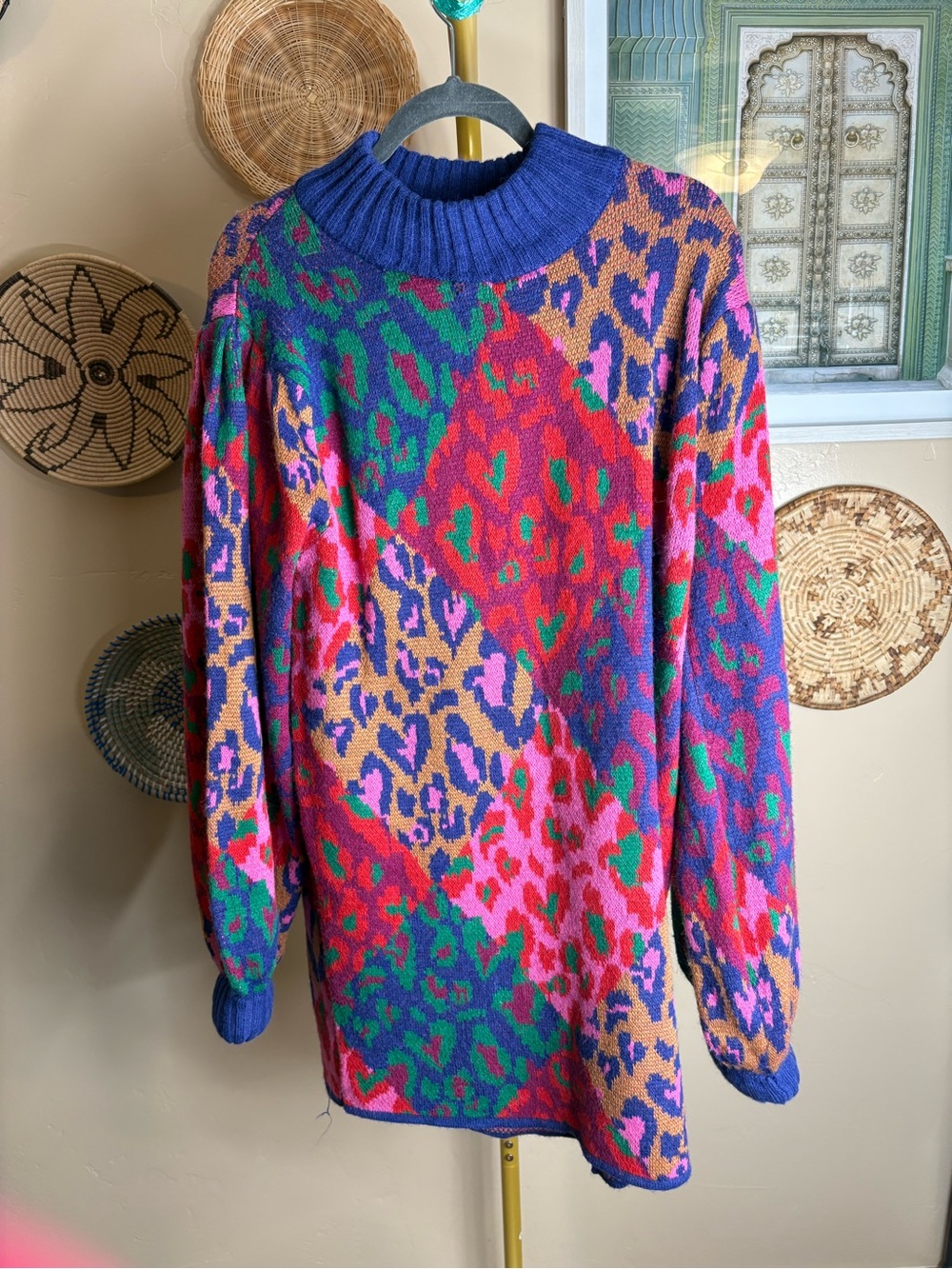 FARM Rio Mixed Leopard Pop Sweater Dress